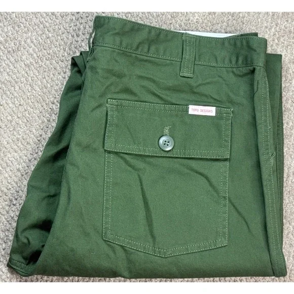 Topo Designs Men's Green Chino Slash Pockets Pants Size 36 R - Picture 10 of 11